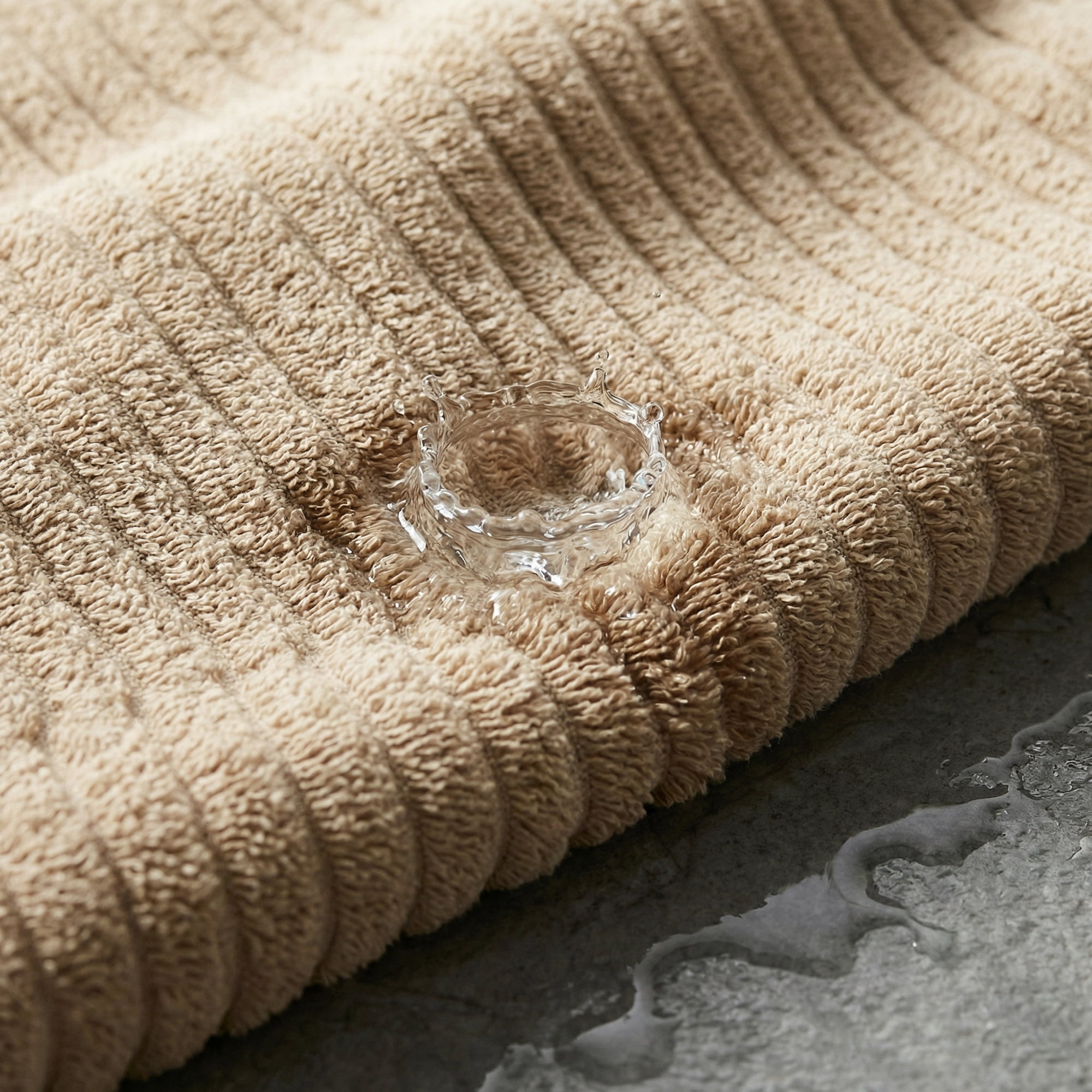 Unique Bargains Ultra Soft Absorbent Striped Cotton Bath Towel Light Brown 55" x 28"