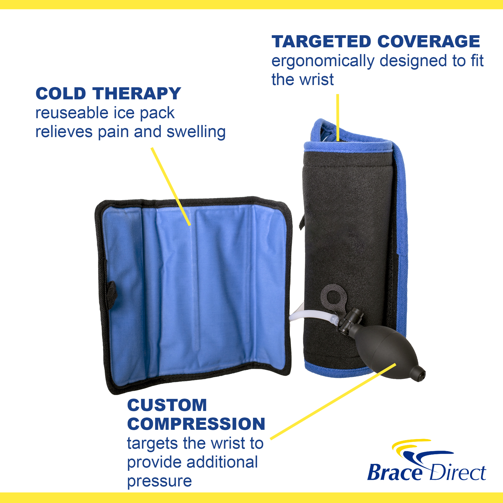 Brace Direct Wrist Ice Pack Wrap with Compression