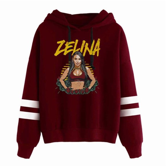 Zelina Vega Inspired Retro Edge Oversized Hoodie - Unisex Graphic Fleece Lined Winter Streetwear