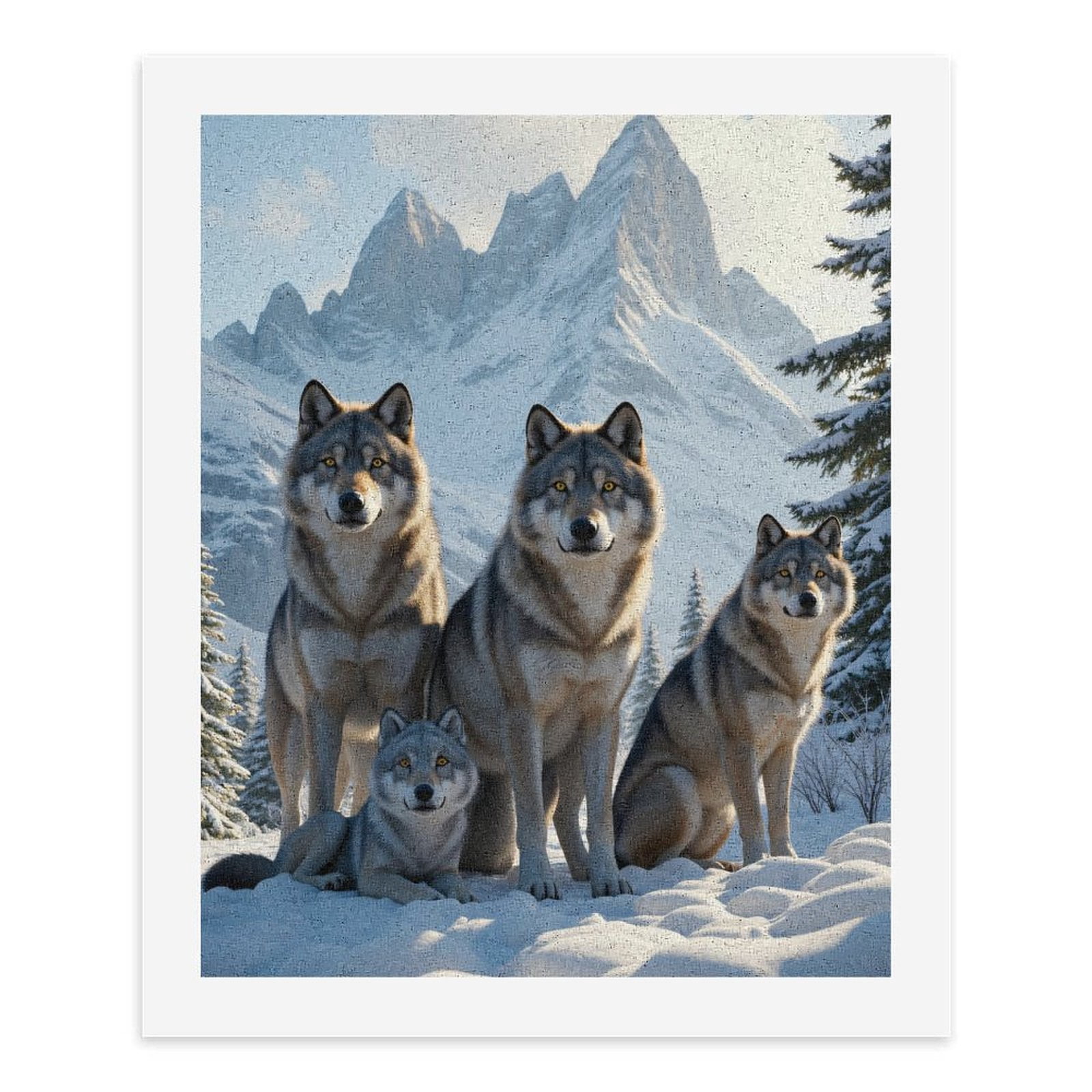 Paint by Numbers Kit for Adults, Wolf Pack Snowy Mountain Scenery Paint by Numbers, Easy Paint by Numbers Kit for Adults Beginner, DIY Adult Paint by Number Kits on Canvas, Home Decor