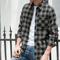 thumbnail image 2 of PUZTLOY Mens Button Down Shirts Long Sleeve Plaid Flannel Shirt Business Casual Work Dress Shirts with Pocket Grey Black, 2 of 8