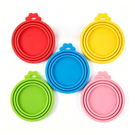 3-in-1 Universal Silicone Pet Can Lid Multi-Size Stretchable Food Can Sealer Cover Reusable Dustproof Fresh-Keeping Cap for Dog Cat Wet Food Cans Storage