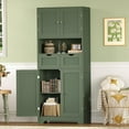 thumbnail image 6 of 57.8" H Tall Bathroom Storage Cabinet with 2 Drawers & 2 Adjustable Shelves, Floor Cabinet with 4 Doors, Tall Cabinet for Living Room, Dining Room, Entryway, Forest Green, 6 of 18