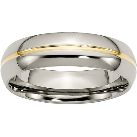 Artcarved Titanium Ring - Titanium Yellow IP-plated Grooved 6mm Polished Band