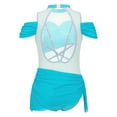 thumbnail image 4 of Yartina Kids Girls Sleeveless Off-Shoulder Shiny Rhinestone Leotard Modern Ballet Dance Unitard Blue 14, 4 of 7
