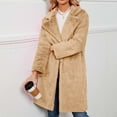 thumbnail image 4 of Penkiiy Women's Fuzzy Fleece Lapel Open Front Long Cardigan Coat Faux Fur Warm Winter Outwear Jackets Faux Fur Coat Khaki, 4 of 5