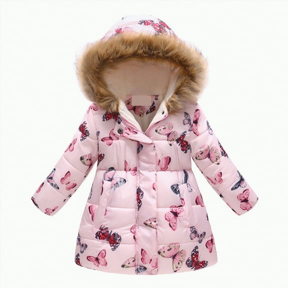 Ccpelsie Toddler Girl's Winter Coats Outerwear Puffer Jacket with Warm Hood for Kid(Light Pink,4-5 Years)