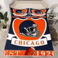 thumbnail image 2 of Erosebridal Football City Chicago Sheet Set Full, Soccer Sport Full Sheet Sets, Navy Orange Bedding Sets Full Size, Microfiber Bedroom Decoration, 4pcs, 2 of 7