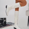thumbnail image 2 of WAVSUF Women's Slouch Mid Calf Boots Anti Slip Wide Width Pointed Toe Fall Daily Plus Size Boots White 9, 2 of 8