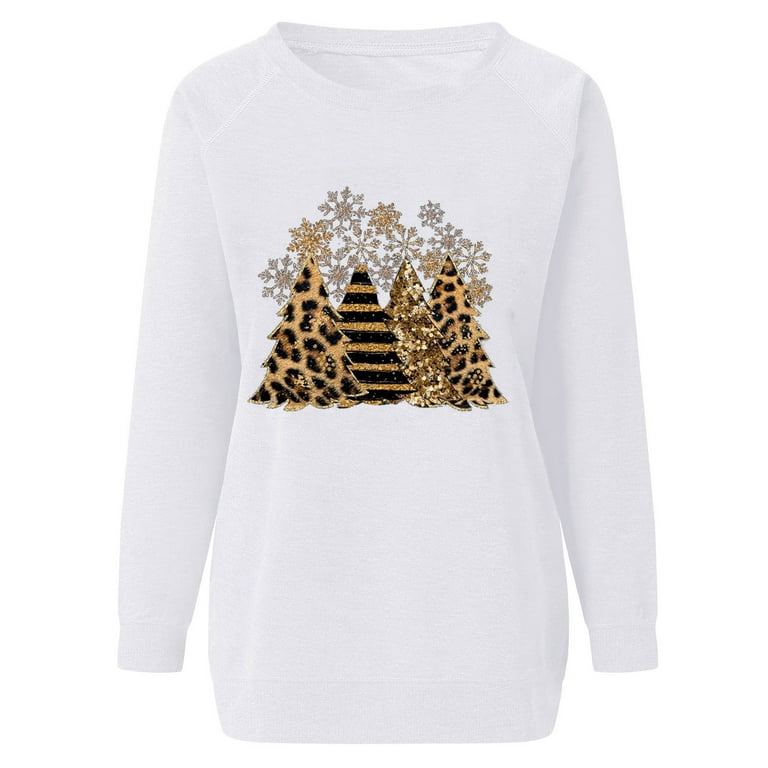 Dyegold Christmas Sweatshirt Women Fall Savings Cute Casual Novelty Hoodie Teen Girls Funny Graphic Sweatshirt Holiday Plus Size Xmas Tree Shirts