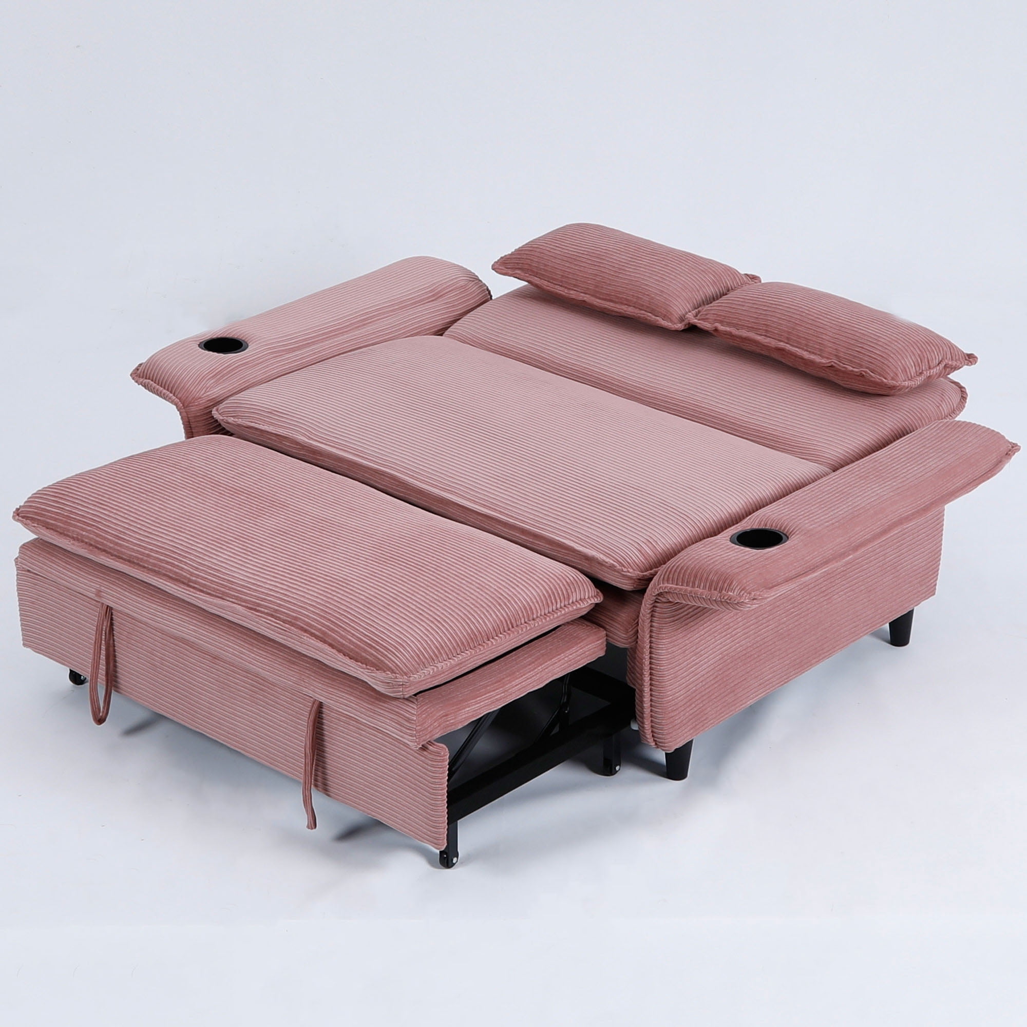 Miniyam 66" Pink Multi-Functional Sofa Bed, Couch for Living Rooms, 2 Seats Sofa with Adjustable Armrests & Backrests