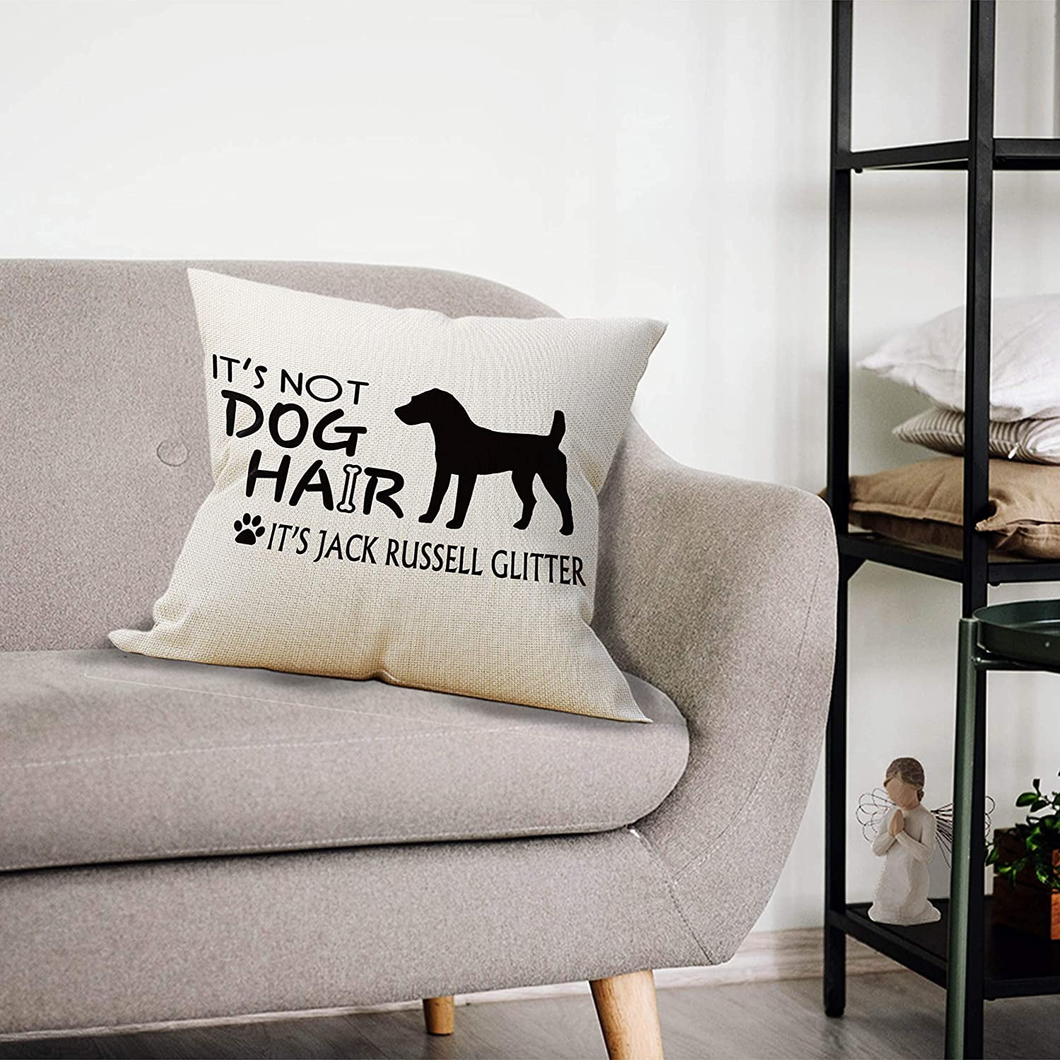 It s Not Dog Hair It s Jack Russell Terrier Glitter Throw Pillow Case Funny Jack Russell Terrier Decor Gifts Jack Russell Lover Jack Russell Mom 18 x 18 Inch Cushion Cover for Sofa Couch