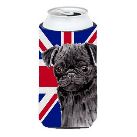

Pug With English Union Jack British Flag Tall Boy bottle sleeve Hugger - 22 To 24 Oz.