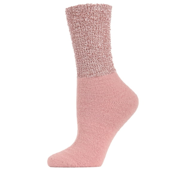 MeMoi Women's Mod Net Lamb Two-Tone Crew Socks - Womens - Female, One Size, Silver