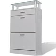 thumbnail image 2 of vidaXL Shoe Cabinet with a Drawer and a Top Glass Shelf Wood White, 2 of 6