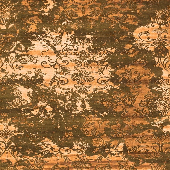 Ahgly Company Indoor Square Abstract Orange Contemporary Area Rugs, 5' Square
