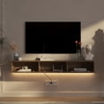 thumbnail image 3 of S-HOME Floating TV Stand Wall Mounted with 16 Color LEDs in Black 69 Inch Entertainment Center for 55 to 65 Inch TV，Wood, 3 of 6