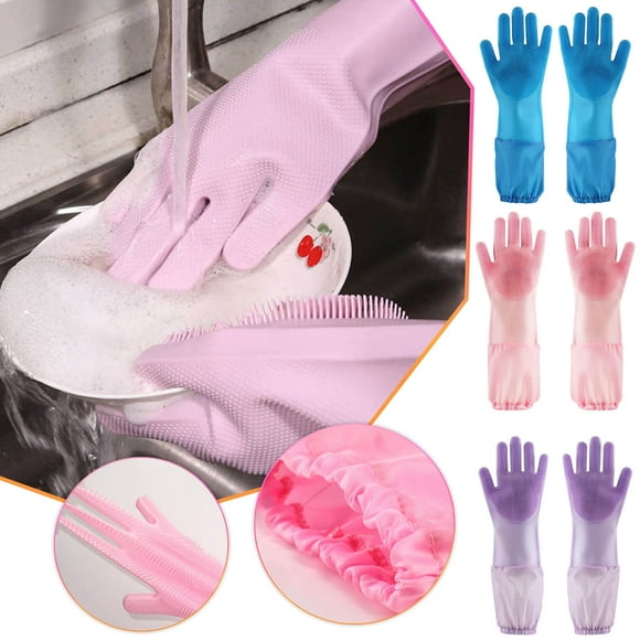 Guantes de Silicona para Lavar Platos, Resistentes a Arañazos, Flexibles y Duraderos, Herramienta de Limpieza Multiusos, Ideales para La Cocina, El Coche y Mantas, Tamaño 44 X 17 Cm.