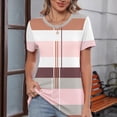 thumbnail image 3 of Camisetas Casuales de las Mujeres Estampadas Cuello Tripulado Manga Corta Superior, Ligera Mezcla de Poliéster Blusa de Moda, 3 of 5