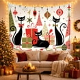 thumbnail image 3 of Three Black Cats with Gifts and Ornaments, Playful Retro for Decor Enthusiasts, Graphic Retro Wall Art Christmas Gift Tapestry Wall Hanging for Living Room and Dorm, 3 of 7