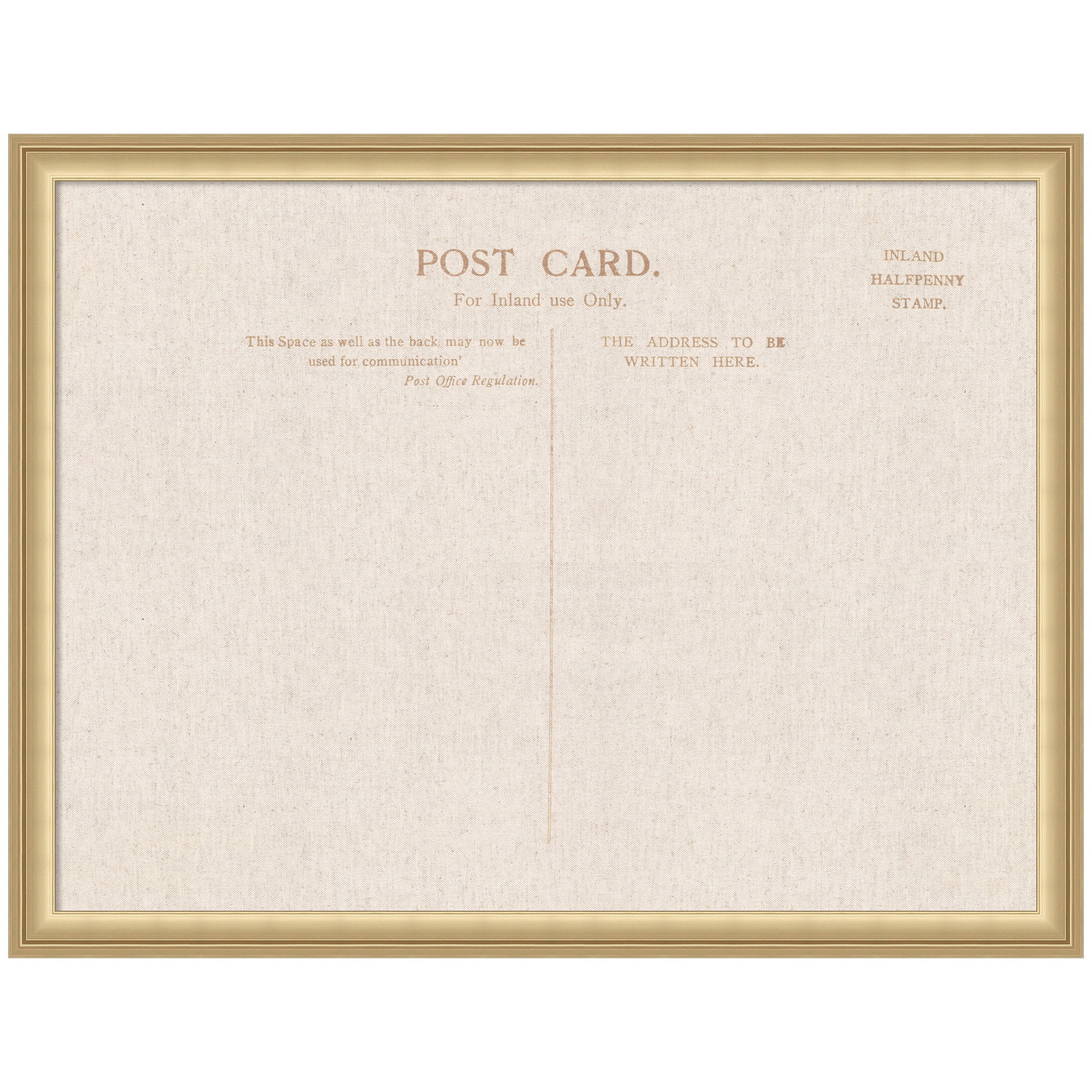 Kate and Laurel Framed Fabric Pinboard 26 x 20, Linen Vintage Post Card Printed Linen Classic Bulletin Board for Use as a Vision Board or Wall Organization, Florence Gold Frame