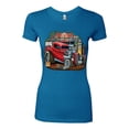 thumbnail image 2 of Vintage Hot Rod Old Garage Cars and Trucks Womens Slim Fit Junior Tee, Turquoise, Large, 2 of 3