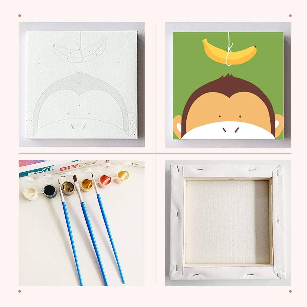 Paint by Numbers Set for Adult Beginners, 8x8 Inch DIY Oil Paint by Numbers for Kids with Frame for Home Decoration (Cartoon Panda)