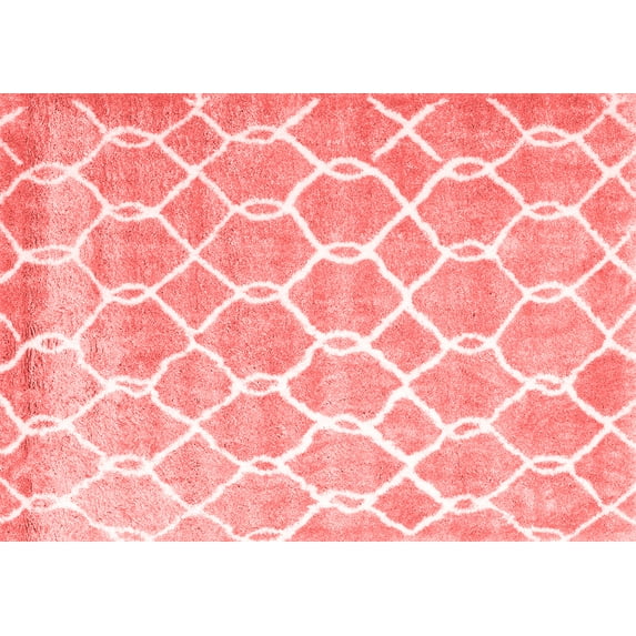 Ahgly Company Indoor Rectangle Trellis Red Modern Area Rugs, 6' x 9'
