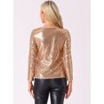 thumbnail image 3 of DARING DIVA Women's Round Neck Long Sleeve Shiny Sparkly Blouse XS Gold, 3 of 6