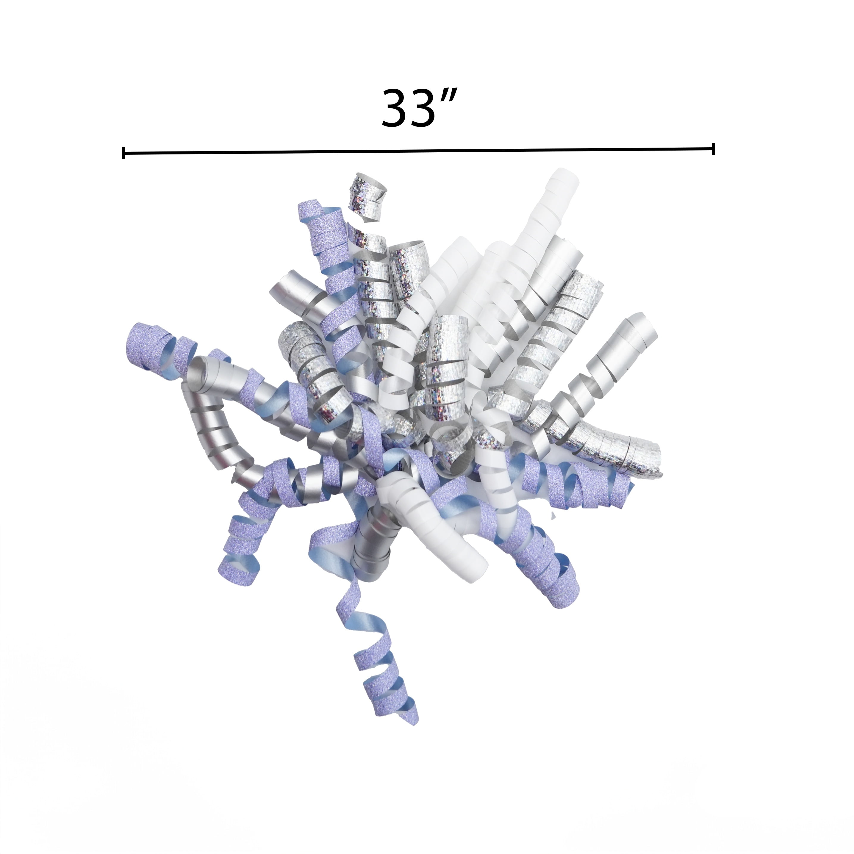 Holiday Time Sassy Santa Curly Gift Bows in Blue, White, and Silver, 4 Count