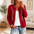 thumbnail image 2 of LEKODE Winter Cardigan Sweaters for Women Button Down Lightweight Trendy Jumper work outfits for women office Red L, 2 of 6