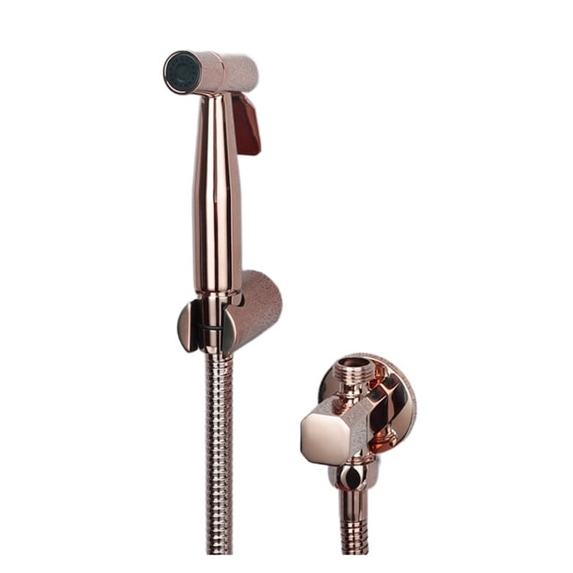 Hand Held Bidet Sprayer Douche Toilet Kit Rose Gold Brass Shattaf Shower Head Copper Valve Set Jet Bidet Faucet Set ,Effortless Installation