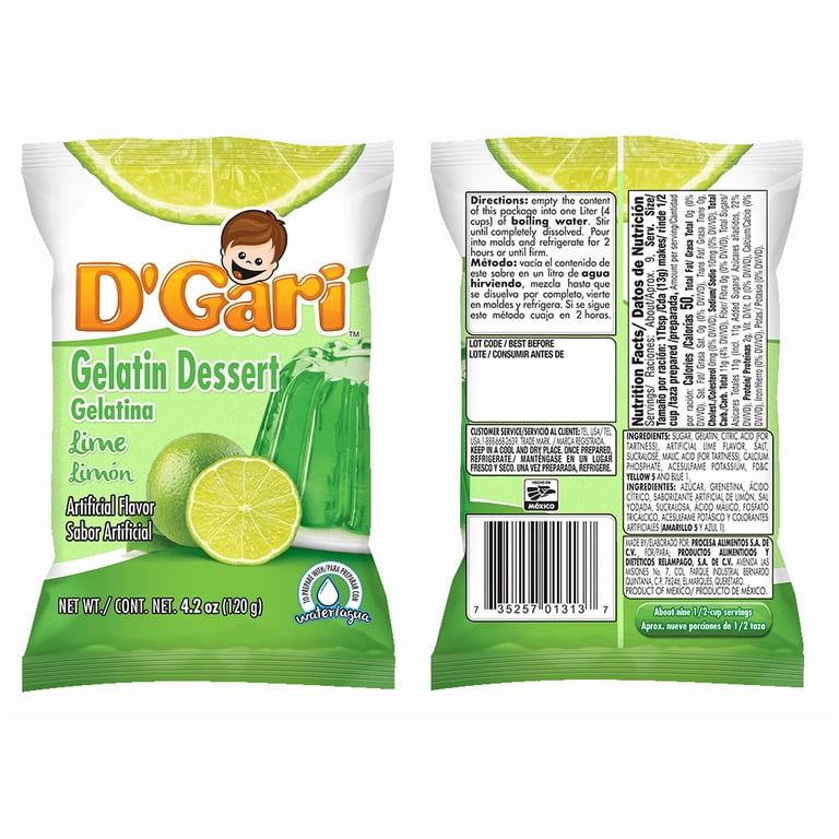 D'Gari Lime Gelatin Dessert, 4.2 oz - Walmart.com