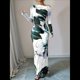 thumbnail image 5 of Vestidos Largos Ajustados con Frunces, de Larga y Estampado Floral para Mujer, para Fiesta, Club y Otoño/. Azul Mar XL, 5 of 7
