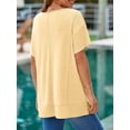 thumbnail image 5 of Womens Oversized Tshirts Knit V Neck Short Sleeve Tunic Tops Summer Casual Loose Fit Tee Shirts, 5 of 7