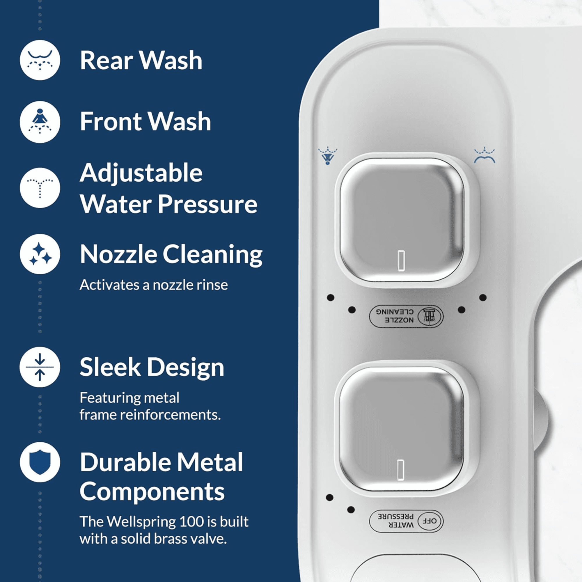 Bemis WS100 Wellspring Bidet Attachment, Fresh Water Spray, Non Electric, Easy to Install, White Toilet Seat