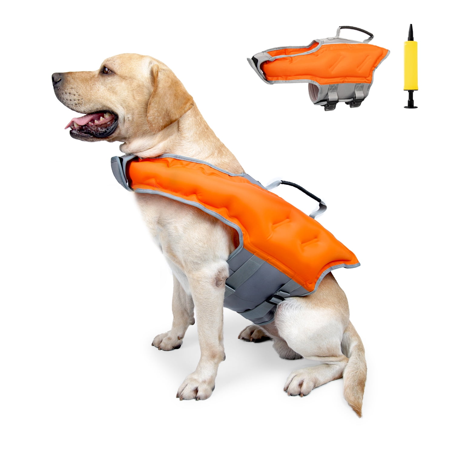 BT Bear Dog Life Jacket, Dog Inflatable Lifesaver Swimsuit with Flotation & Rescue Handle, Dog
