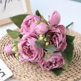 thumbnail image 2 of Cateissary Ramo de rosas persas filipinas artificiales de 5 cabezas, simulación para el hogar, decoración para fiesta de boda, flores falsas de Flores artificiales violeta Cateissary HA6434-04B, 2 of 6