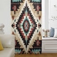 thumbnail image 6 of Boho Brown Teal Red Sheer Curtains 84 Inches Long, Southwestern Geometric Art Vintage Light Filering Curtains, Breathable Simi Curtain Privacy Drapes for Living Room Bedroom Window Treatment, 6 of 9