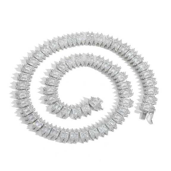 12MM Tennis Necklace for Women Men 18K Gold Plated Lab Diamond Tennis Necklace Chain CZ Necklaces for Women Party Prom Jewelry Necklace