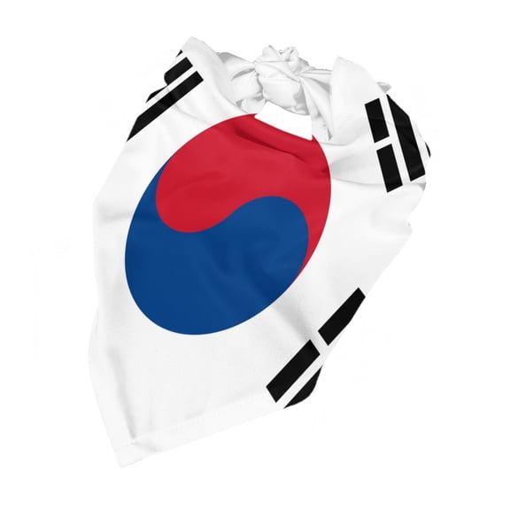 Korean Flag Dog Bandana Dog Scarf Adjustable Bib Handkerchief Accessories For Small Medium Large Dogs