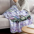 thumbnail image 3 of Purple Flowers Blanket Soft Cozy Warm Throw Blanket for Couch, Plush Fuzzy Flannel Fleece Blankets for Sofa, Weeping Spring Floral Truck Butterfly Checkered Bed Blankets Gifts for Men, 50"x80", 3 of 9