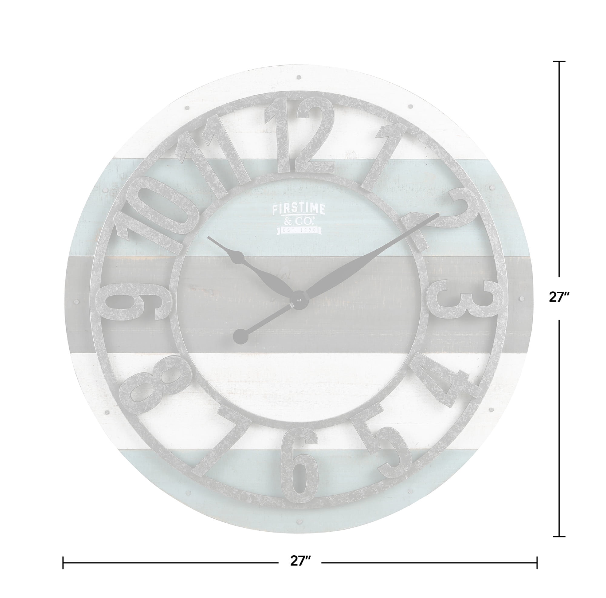 FirsTime & Co. Teal Shabby Planks Wall Clock, Farmhouse, Analog, 27 x 1.75 x 27 in