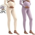 thumbnail image 2 of successthop Maternity Leggings 2 Packs Fleece Plus Size Comfortable Bottom Adjustable Waist Pants Solid Winter Red 2XL, 2 of 3