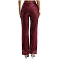 thumbnail image 5 of iiniim Women's Sparkly Sequin High Wasit Pants Straight Wide Leg Trousers for Club Party Burgundy 3XL, 5 of 7
