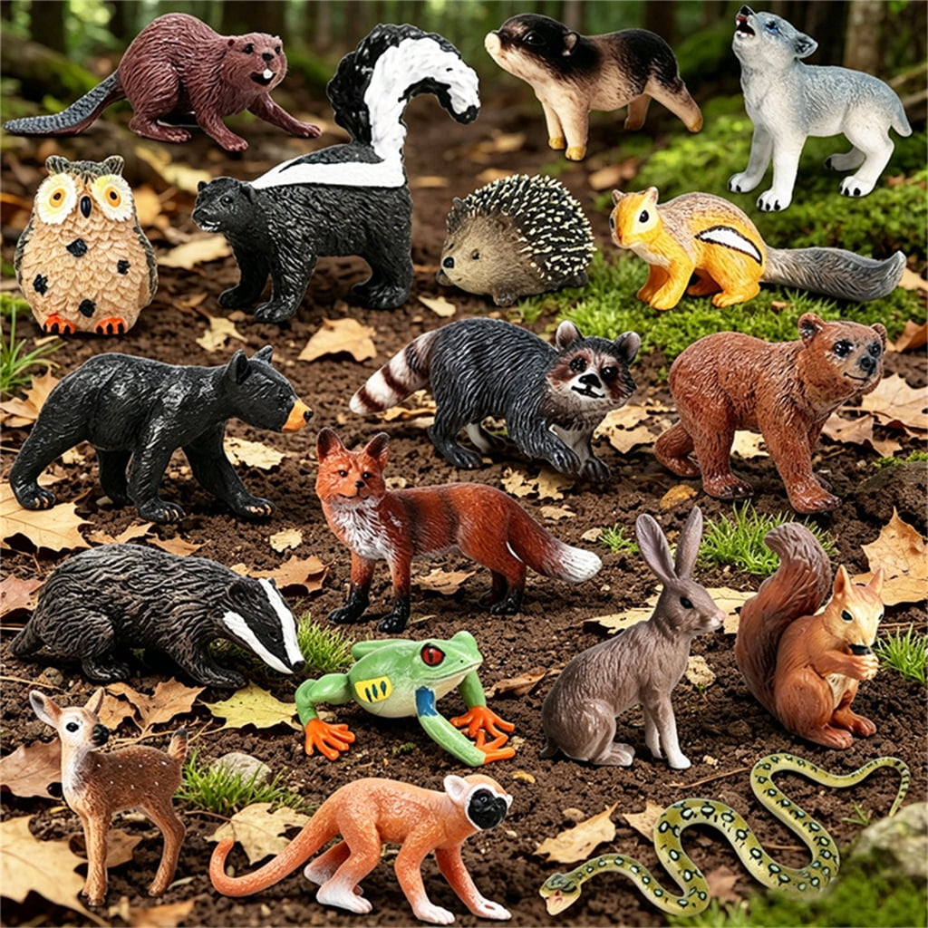 Miiottaa Realistic Forest Animal Figures Set Plastic Wildlife Models For Kids Education Decor
