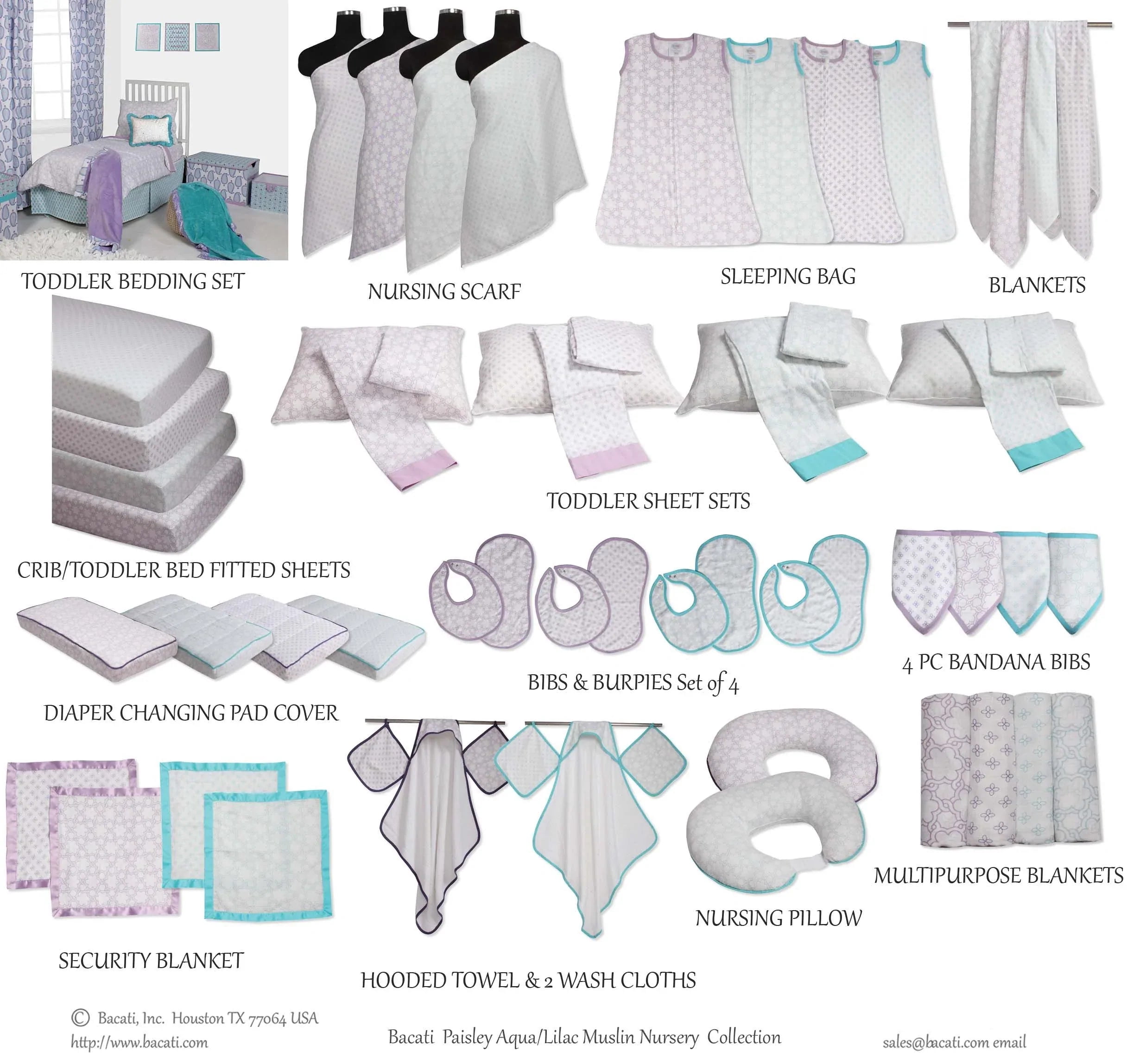 Bacati - Paisley Petals Floral 4-Piece Muslin Crib Bedding Set with Sleep Sack - Lilac Girls