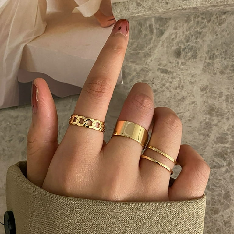 Ring Stackable Women Alloy Mid for Resistant Party Exquisite Finger Wear 3Pcs Rings