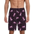 thumbnail image 1 of Balery Breast Cancer Awareness3 Pantalones cortos de pijama de punto de algodón para hombre con cinturilla y bolsillos-Large, 1 of 6