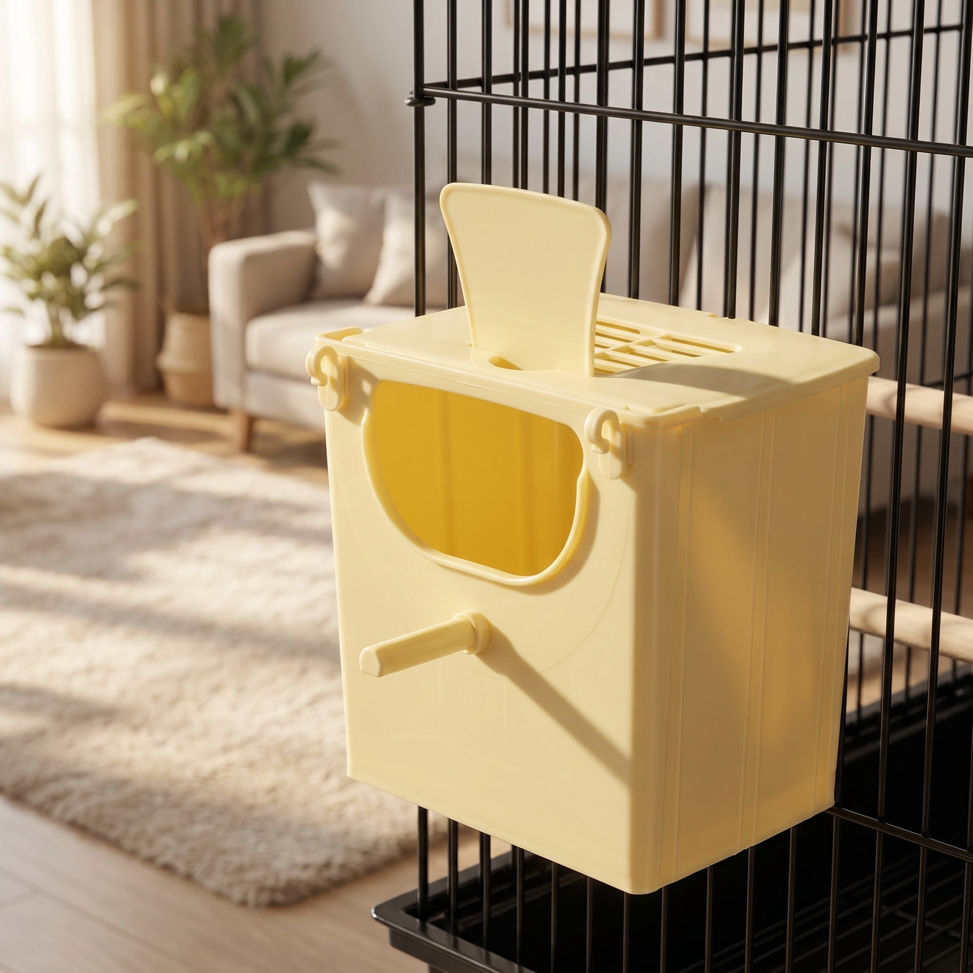 Yardwe Ventilated Plastic Bird House Yellow for Parrot and Finch Breeding with Easy Maintenance